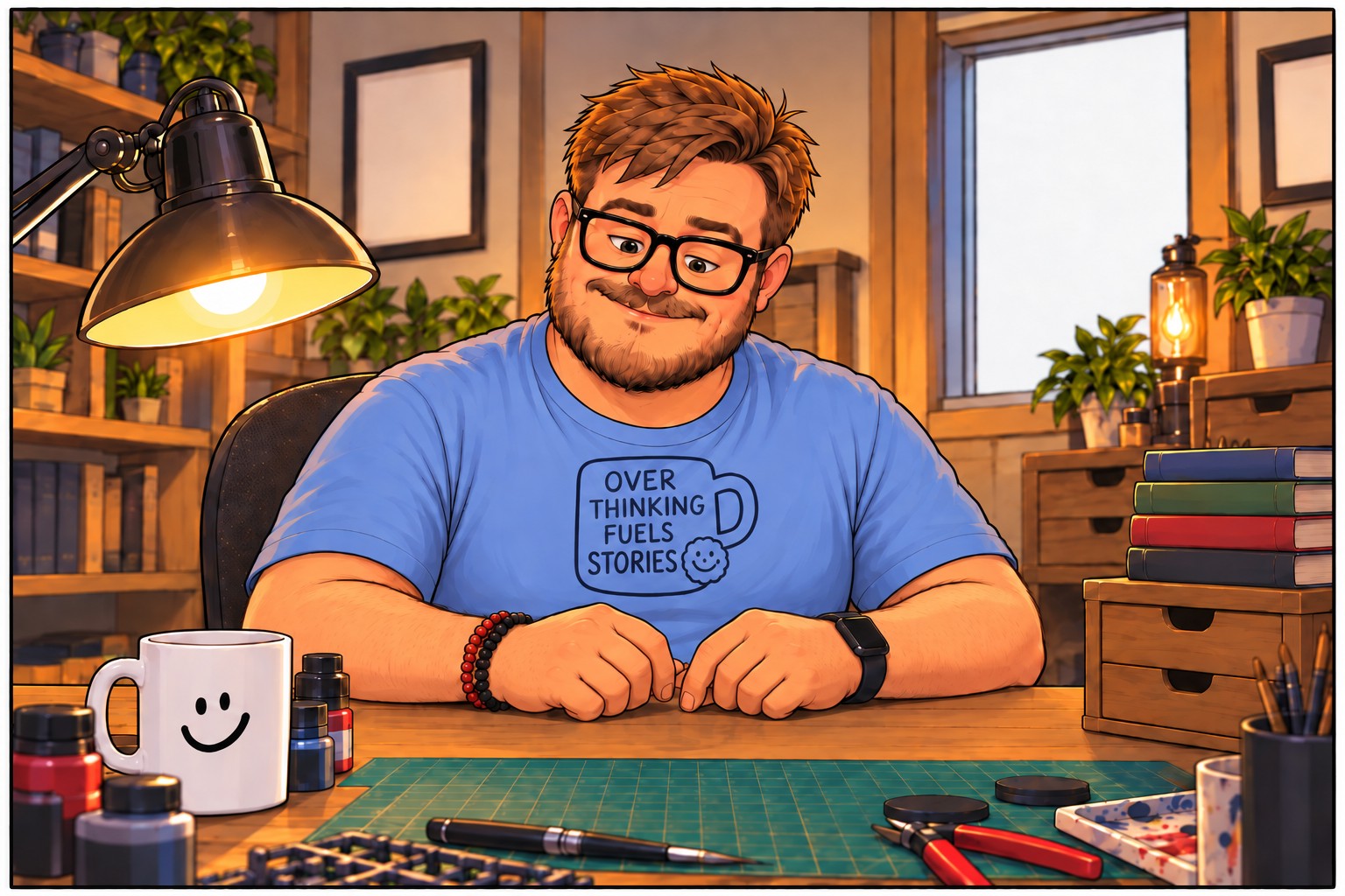 The approved room and desk setting for Edgar’s Mental Junk Drawer